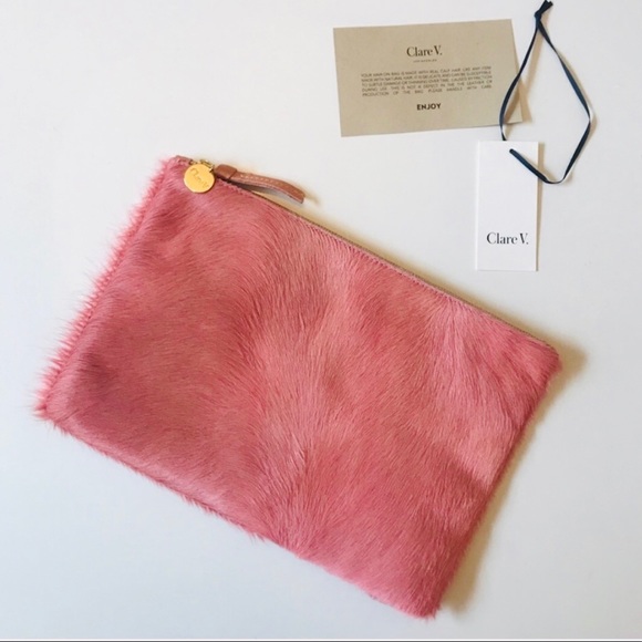 Clare V Handbags - Pink Fur Clare Vivier Clutch